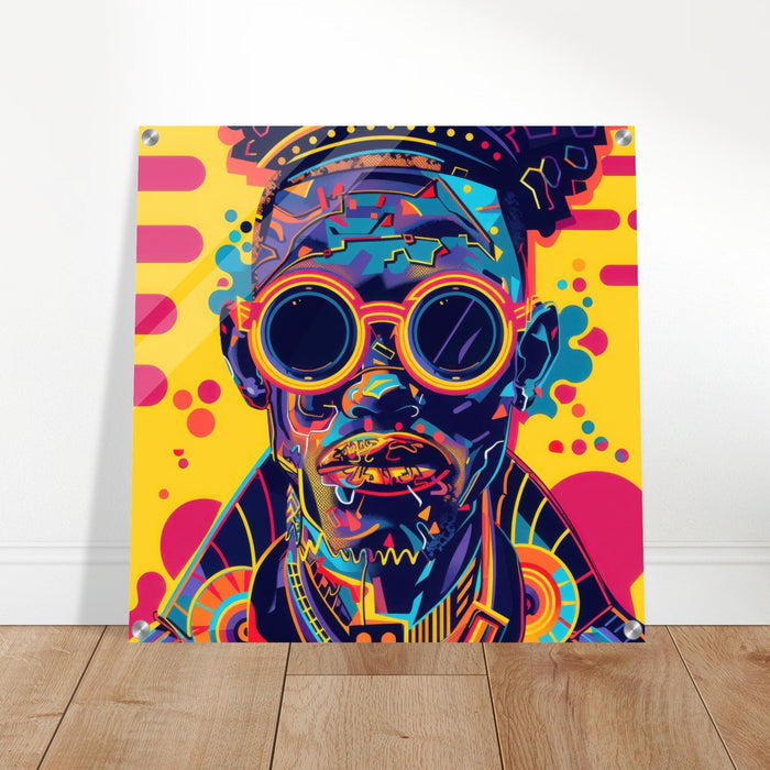 Acrylic Print Square - Afrofuturism swedish sharkansas in abstract styl 9 - Shop Ai Art WebShop - Digital Art online Store