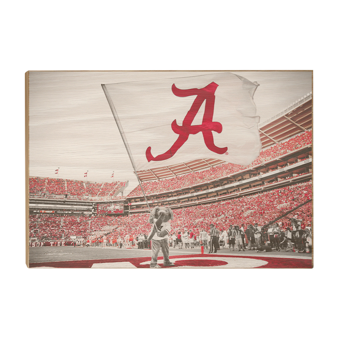 Alabama Crimson Tide - Big Al Flag - College Wall Art #Wood