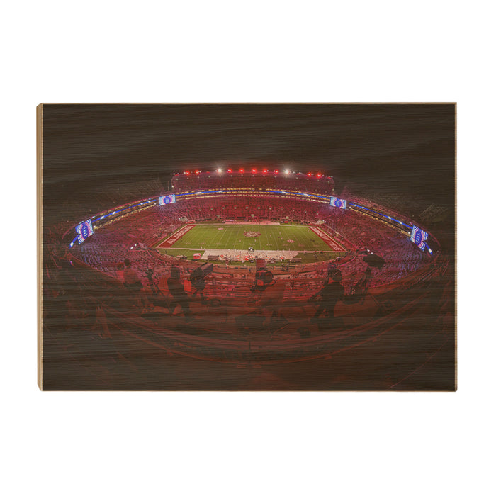 Alabama Crimson Tide - Crimson Lights Fish Eye - College Wall Art #Wood