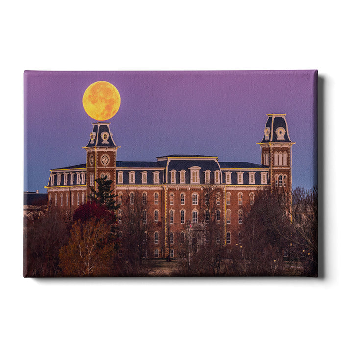 Arkansas Razorbacks - Moon Over Old Main - College Wall Art #Canvas