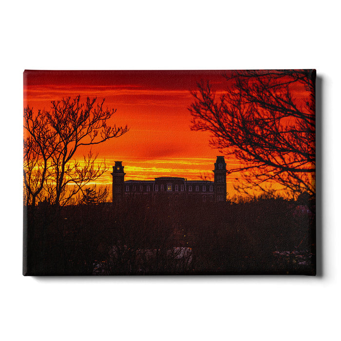 Arkansas Razorbacks - Main Stor Old Main Stormy Sunset - College Wall Art #Canvas