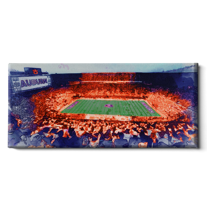 Auburn Tigers - Jordan-Hare Retro Watercolor - College Wall Art #Canvas