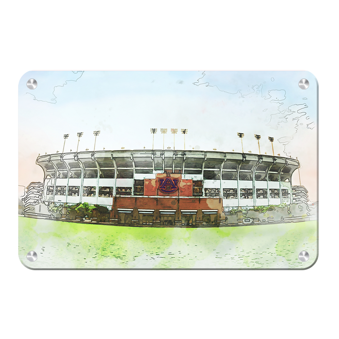 Auburn Tigers - Jordan-Hare Stadium Watercolor - College Wall Art #Metal