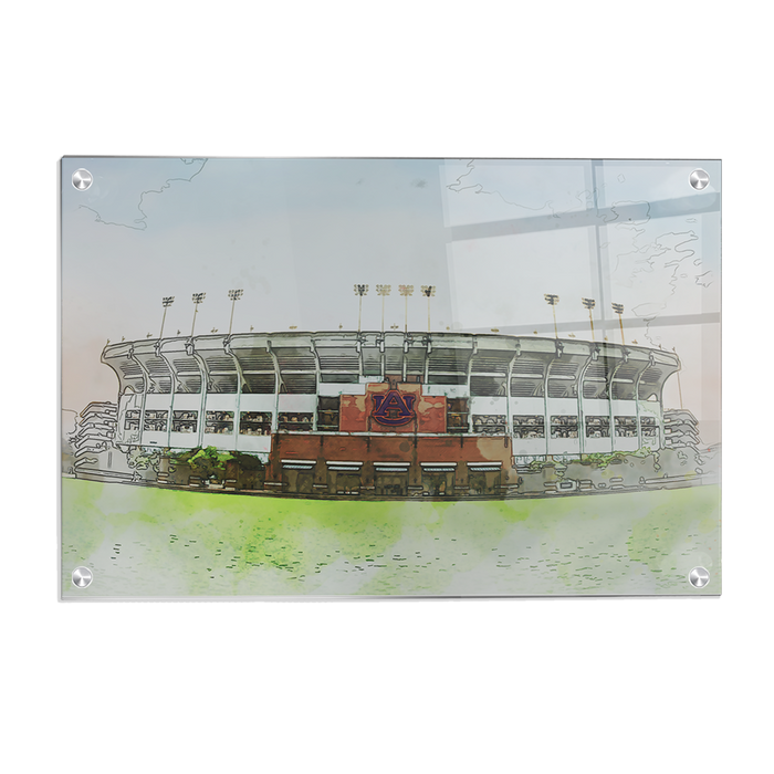 Auburn Tigers - Jordan-Hare Stadium Watercolor - College Wall Art #Acrylic