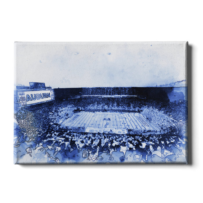 Auburn Tigers - Auburn Blue Watercolor - College Wall Art #Canvas