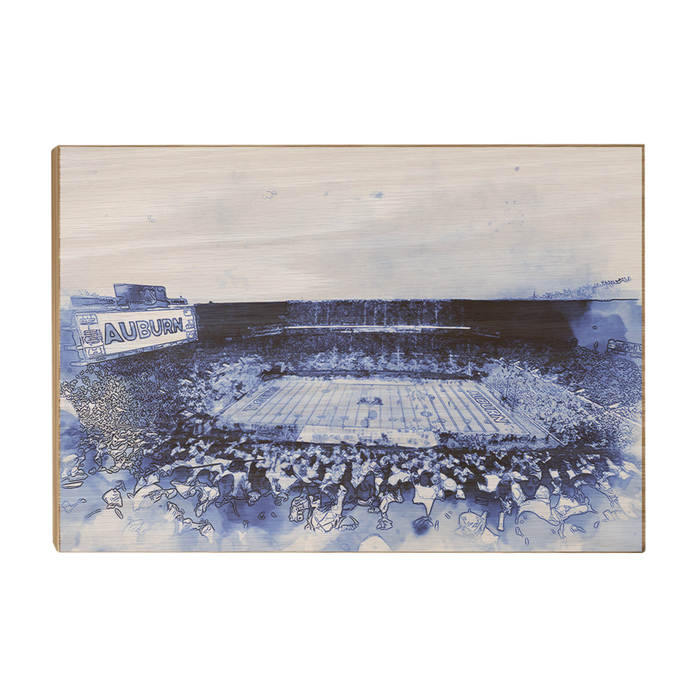 Auburn Tigers - Auburn Blue Watercolor - College Wall Art #Wood