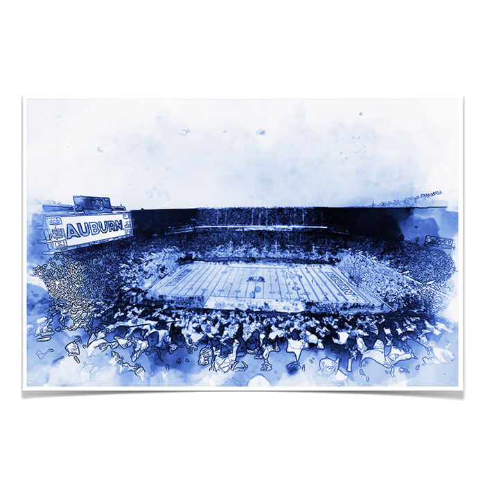 Auburn Tigers - Auburn Blue Watercolor - College Wall Art #Poster