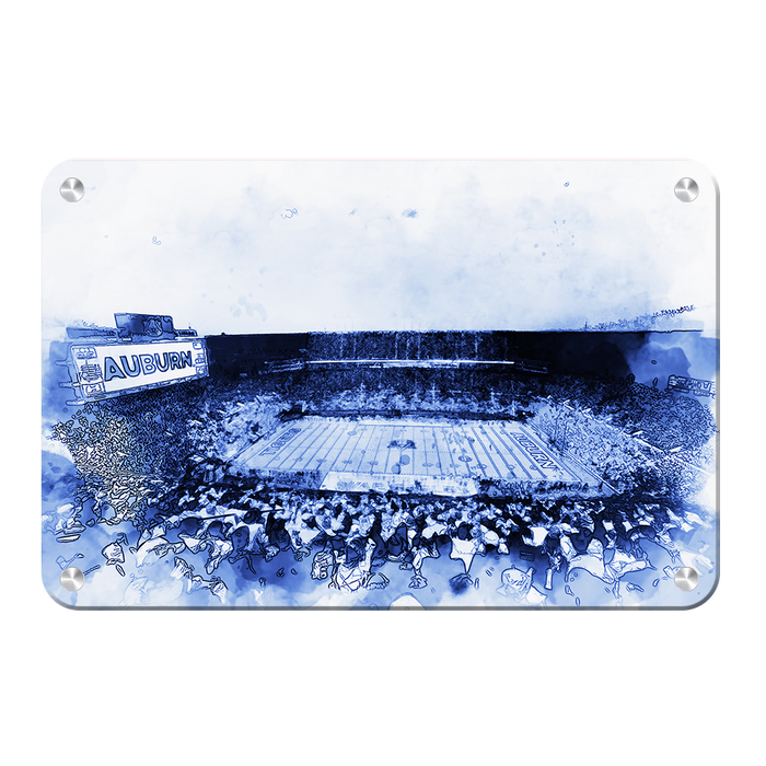 Auburn Tigers - Auburn Blue Watercolor - College Wall Art #Metal