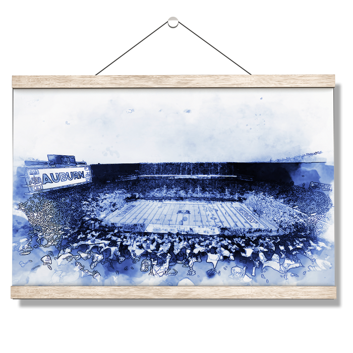 Auburn Tigers - Auburn Blue Watercolor - College Wall Art #Hanging Canvas