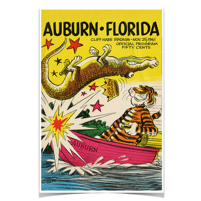 Auburn Tigers - Auburn vs Florida Official Program Cover 11.25.61 - College Wall Art #Poster