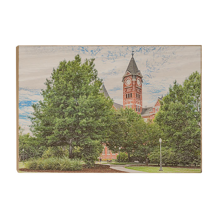 Auburn Tigers - Samford Hall Sketch - College Wall Art#Wood