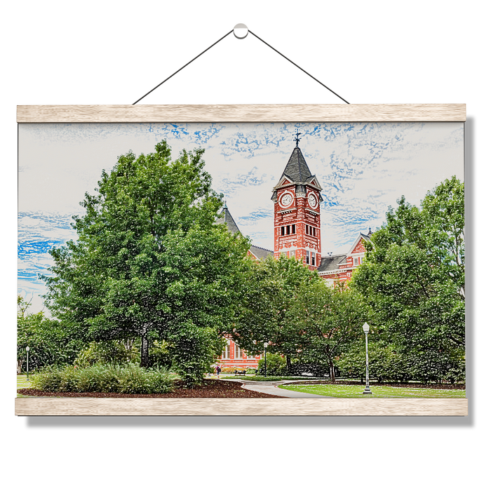 Auburn Tigers - Samford Hall Sketch - College Wall Art#Hanging Canvas