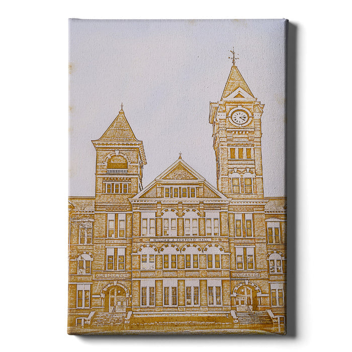 Auburn Tigers - Samford Hall Vintage Sketch - College Wall Art #Canvas