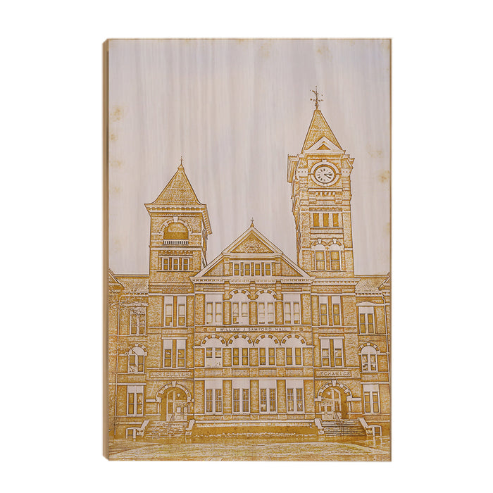 Auburn Tigers - Samford Hall Vintage Sketch - College Wall Art #Wood