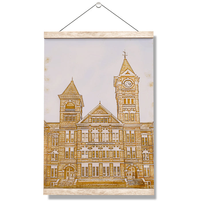 Auburn Tigers - Samford Hall Vintage Sketch - College Wall Art #Hanging Canvas