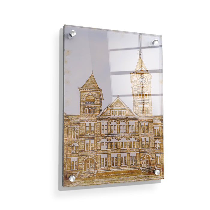 Auburn Tigers - Samford Hall Vintage Sketch - College Wall Art #Acrylic
