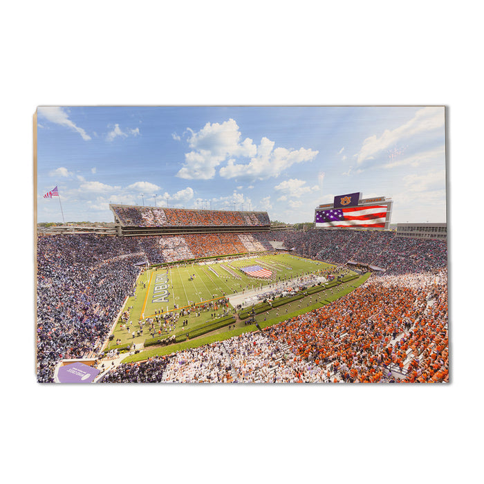 Auburn Tigers - Stars and Stripes in Jordan Hare Stadium - College Wall Art #Wood