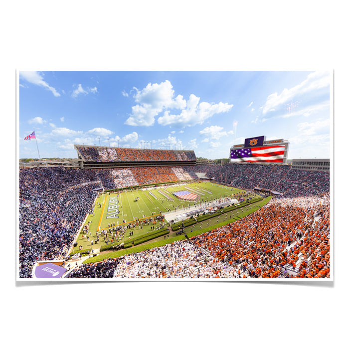 Auburn Tigers - Stars and Stripes in Jordan Hare Stadium - College Wall Art #Poster
