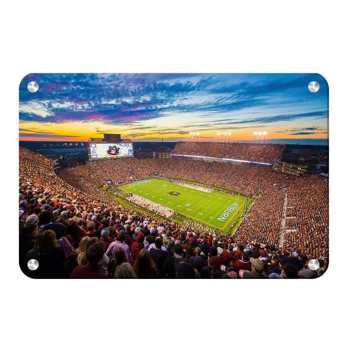 Auburn Tigers - Sunset over Jordan-Hare Stadium - College Wall Art#Metal