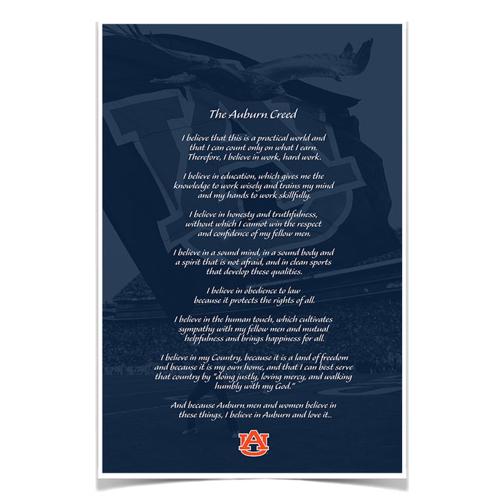 Auburn Tigers - The Auburn Creed over Jordan Hare Stadium v.2 - College Wall Art #Poster