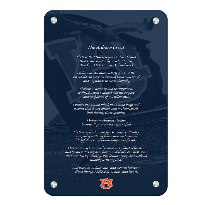 Auburn Tigers - The Auburn Creed over Jordan Hare Stadium v.2 - College Wall Art #Metal