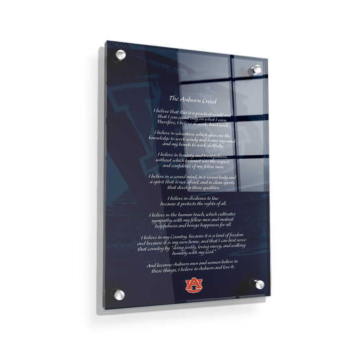 Auburn Tigers - The Auburn Creed over Jordan Hare Stadium v.2 - College Wall Art #Acrylic