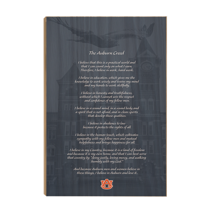 Auburn Tigers - The Auburn Creed over Samford - College Wall Art #Wood