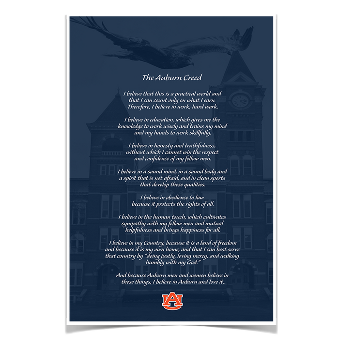 Auburn Tigers - The Auburn Creed over Samford - College Wall Art #Poster