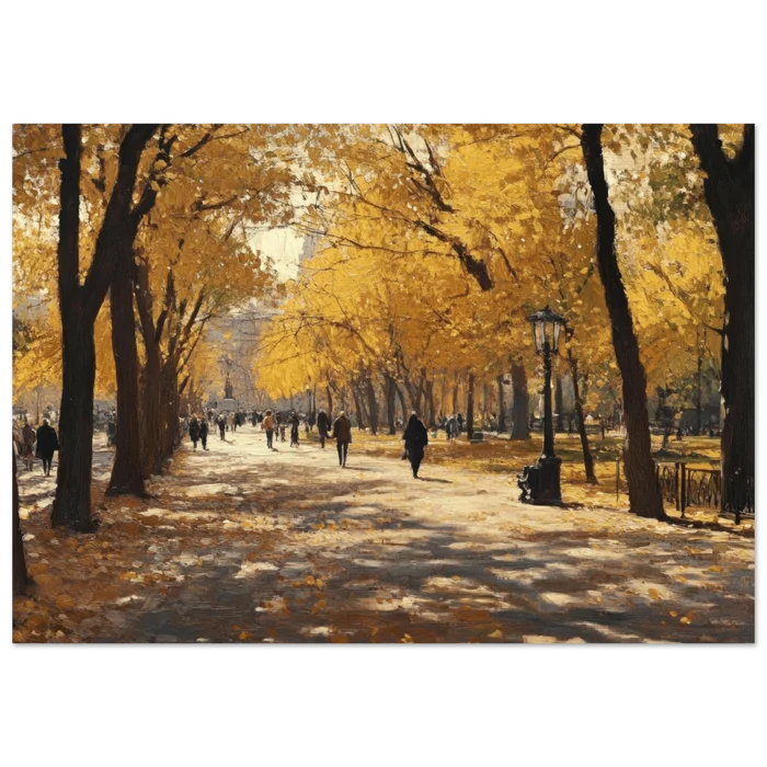 Autumn Park with Strolling Figures A vast park - Shop Ai Art WebShop - Digital Art online Store