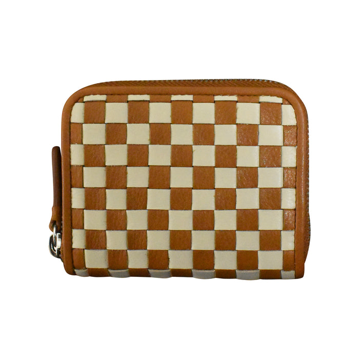 CHECKERBOARD ZIP AROUND WALLET