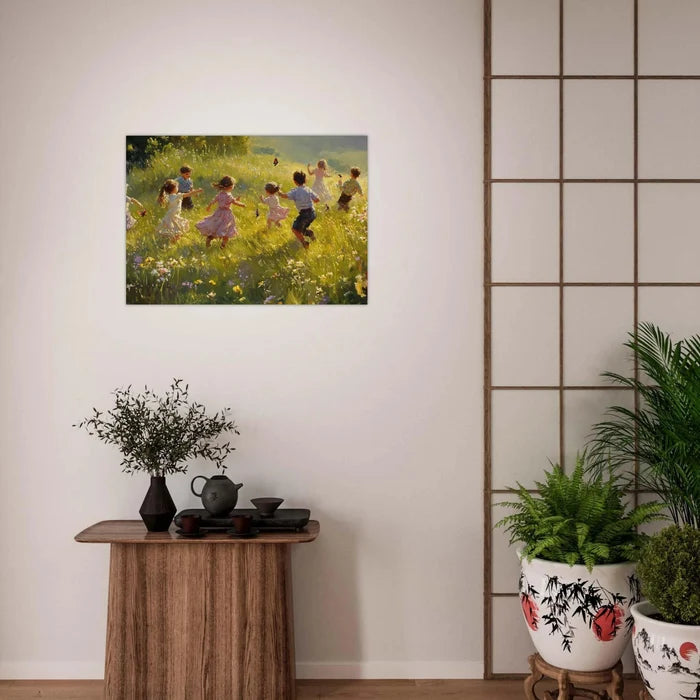 Children Playing in a Meadow A sunlit country 2 - Shop Ai Art WebShop - Digital Art online Store