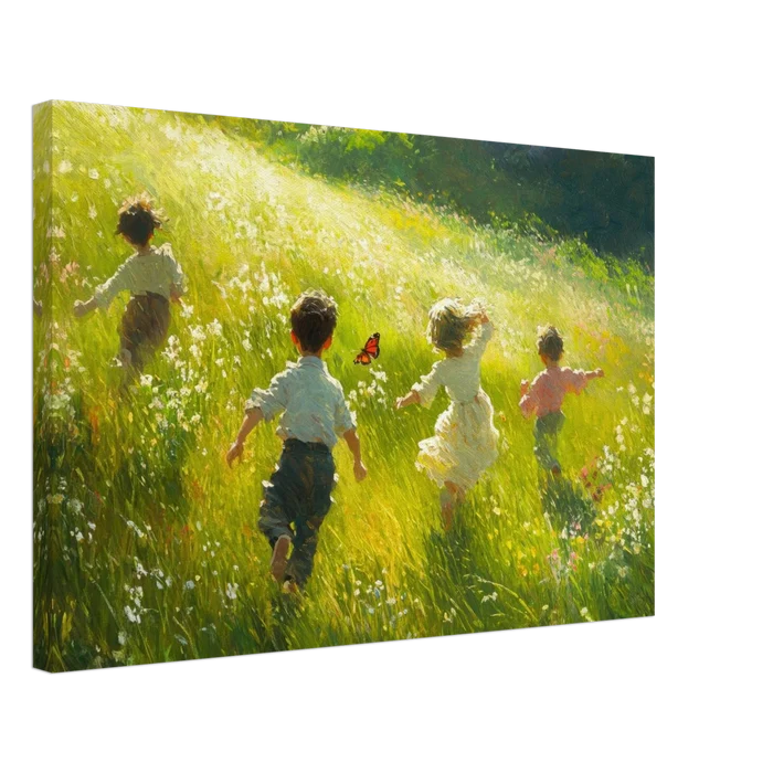 Children Playing in a Meadow A sunlit country 3 - Shop Ai Art WebShop - Digital Art online Store