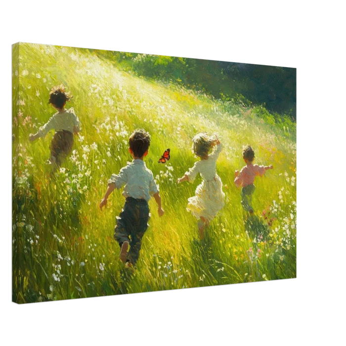 Children Playing in a Meadow A sunlit country 3 - Shop Ai Art WebShop - Digital Art online Store
