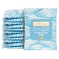 Stack of blue wave print Well-Kept screen and lens wipes packs, 12-pack, product cutout