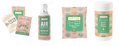 Shell print Well-Kept Harbour Island bundle: Little Buddies earbud cleaning kit box, Air Duster spray can, screen and lens wipes pack, and wipes canister, product cutouts