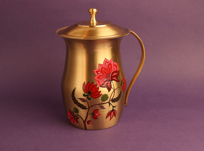 Kalamkari Kansa Jug and Glass Set