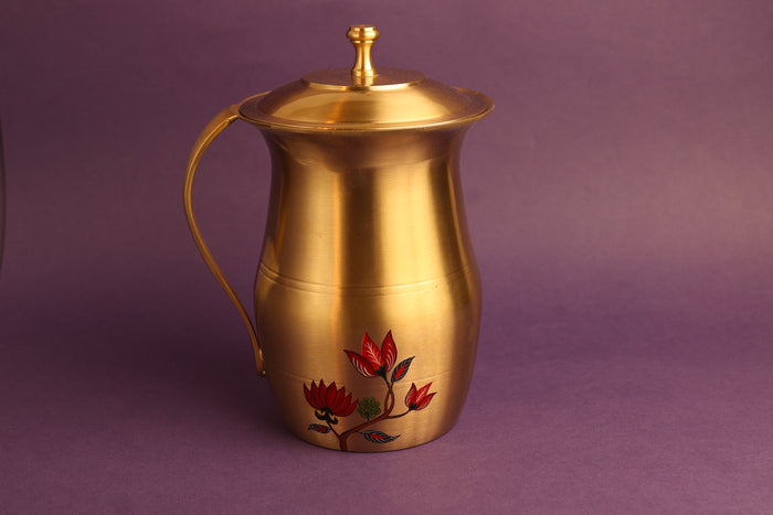 Kalamkari Kansa Jug and Glass Set