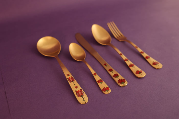 Kalamkari Pital Cutlery Set of 2