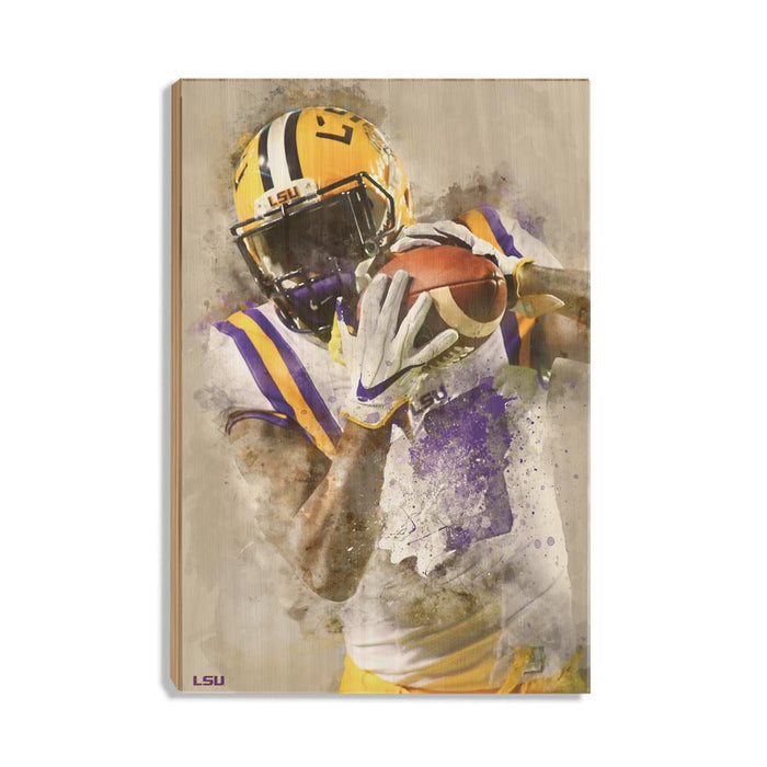 LSU Tigers - LSU Catch Watercolor - College Wall Art #Wood