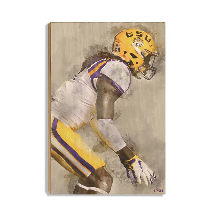 LSU Tigers - LSU Defense Watercolor - College Wall Art #Wood
