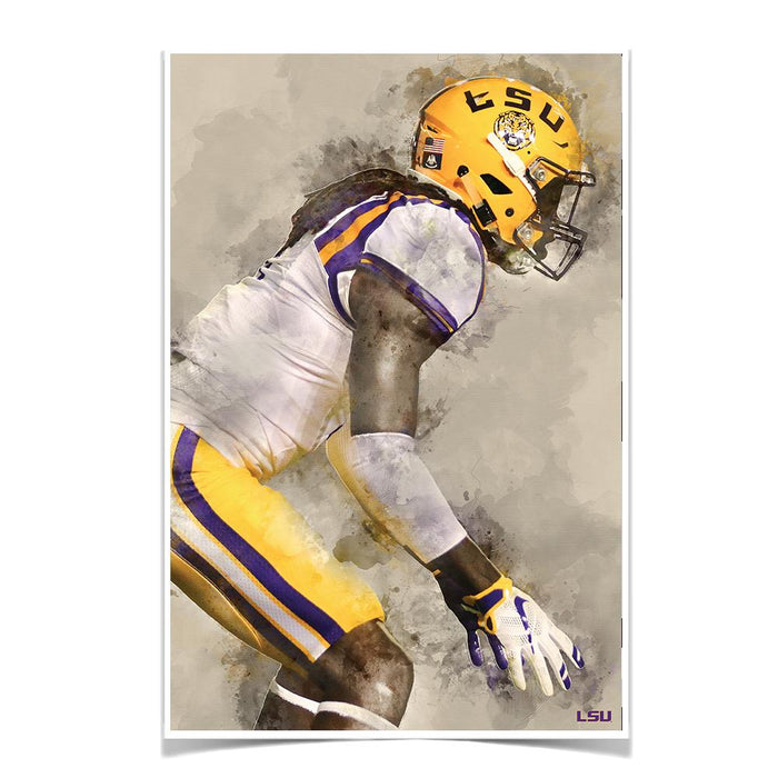 LSU Tigers - LSU Defense Watercolor - College Wall Art #Poster