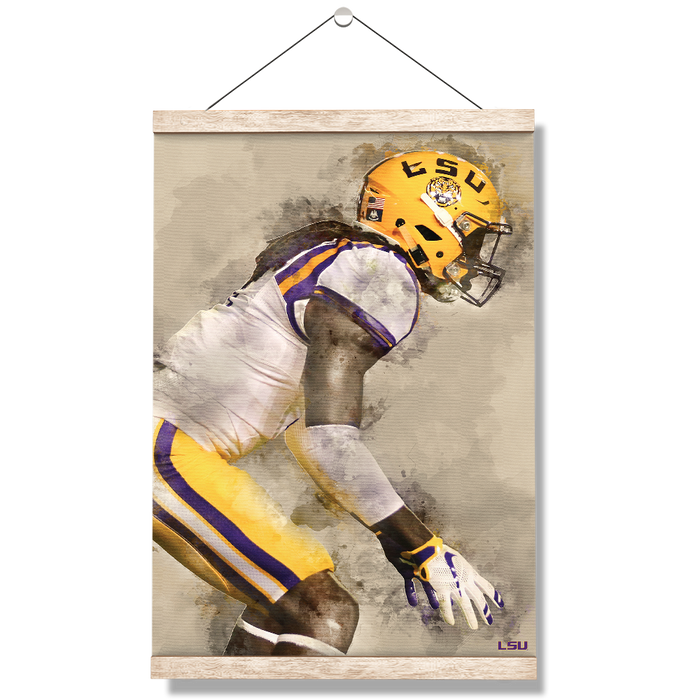 LSU Tigers - LSU Defense Watercolor - College Wall Art #Hanging Canvas
