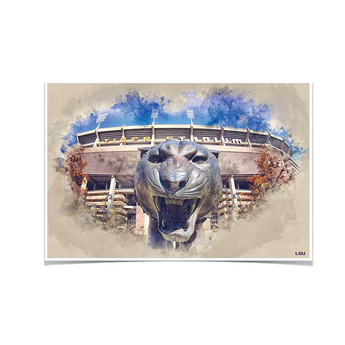 LSU Tigers - LSU Tiger Watercolor - College Wall Art #Poster
