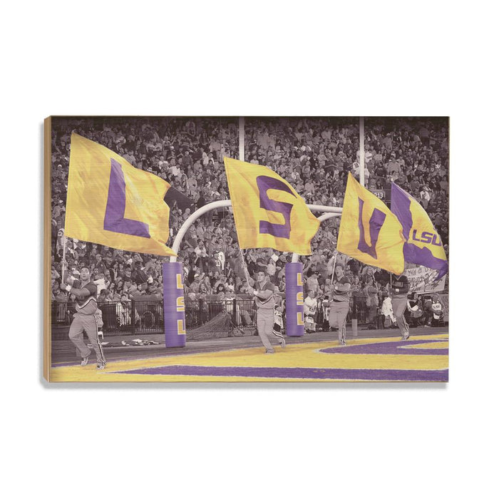 LSU Tigers - LSU Touchdown Flags - College Wall Art #Wood