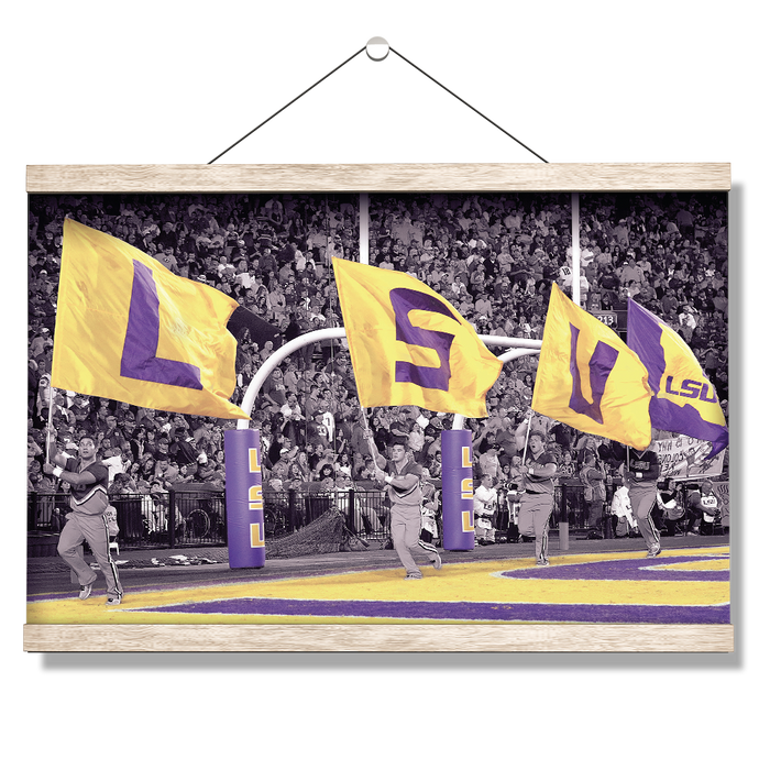 LSU Tigers - LSU Touchdown Flags - College Wall Art #Hanging Canvas