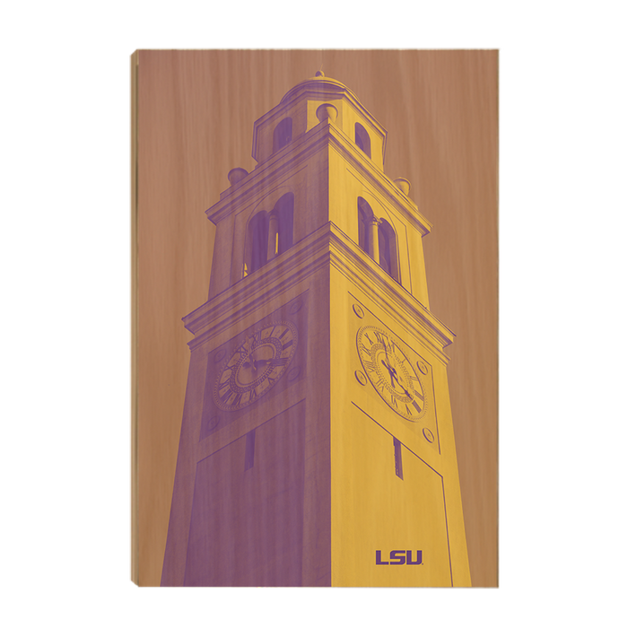 LSU Tigers - Memorial Tower Duotone - College Wall Art #Wood