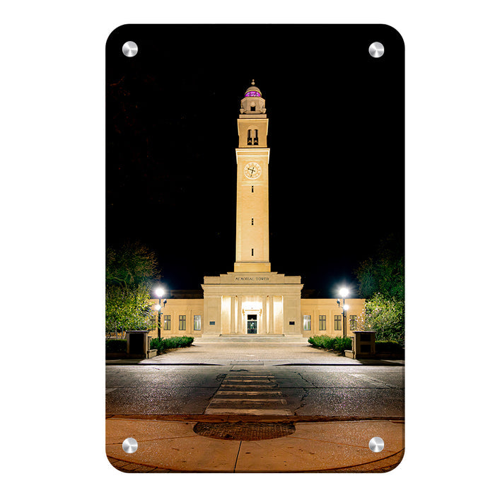 LSU Tigers - Memorial Tower Nightfall - College Wall Art #Metal