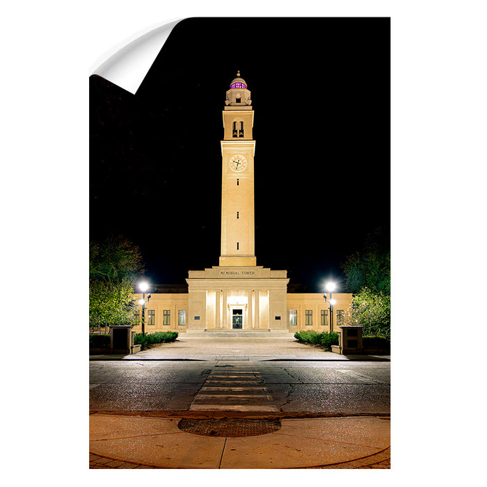 LSU Tigers - Memorial Tower Nightfall - College Wall Art #Wall Decal