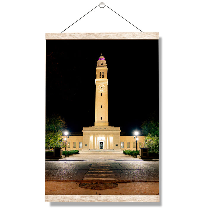 LSU Tigers - Memorial Tower Nightfall - College Wall Art #Hanging Canvas