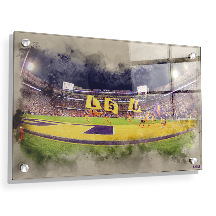 LSU Tigers - Tiger Stadium Watercolor - College Wall Art #Acrylic